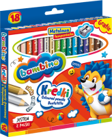 Kredki świecowe BAMBINO w oprawie drewnianej 18kol. temperówka